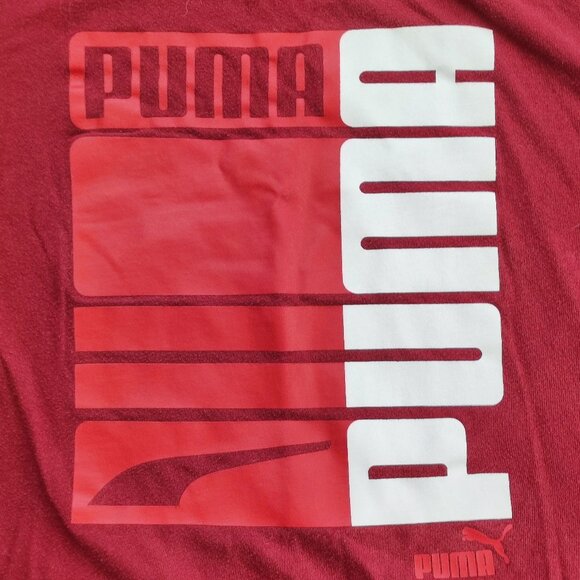 Puma short sleeve cotton T-shirt red with graphic design men's size XL - Picture 3 of 8